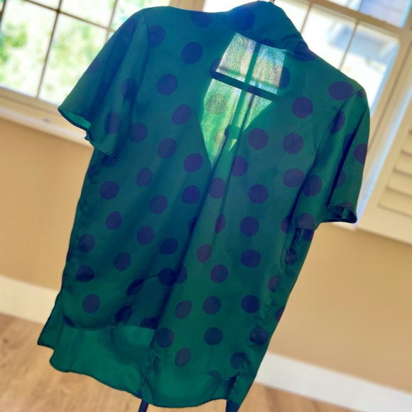 Zara Silk Polka Dot with Bow Necktie Blouse - Picture 3 of 8